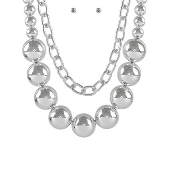 CCB Link Layered Necklace Set - Picture 2 of 4